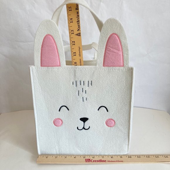 Paper Source Bunny Felt CRAFT Tote Bag, 10"x10" White/Pink Bunny Party Gift Bag - Picture 16 of 16